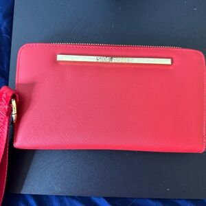 Steve Madden Bold Red Wallet with Gold Detail
